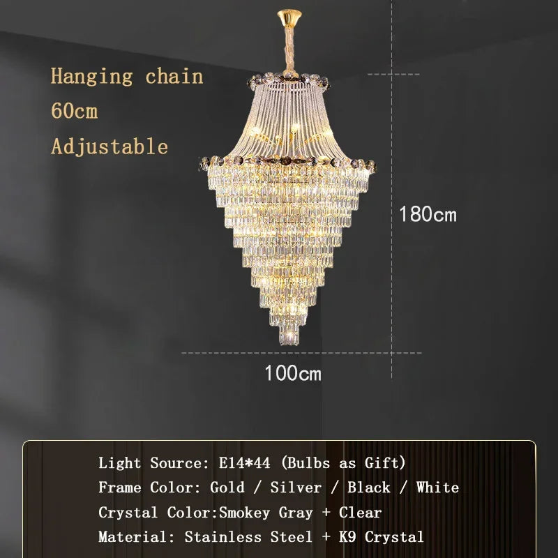 2025 Modern Large Luxury Living Room Chandeliers for Staircase Designer Crystal Pendant Lamps Home Decor Lighting Lustre Fixture