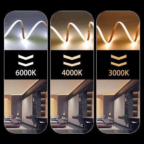 Super Thin 5mm COB LED Strip 384LEDs/m Soft Flexible DC12V/24V Light Bar Warm Cold White for Decor Lighting 3000K 4000K 6000K