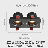 Recessed LED Ceiling Lamp Angle Adjustable 7W 24W Single/Double Head LED Spot lights Anti-Glare Downlight For Home Office Store