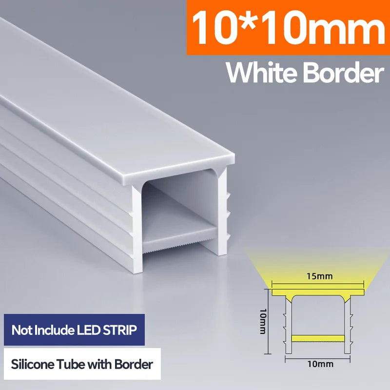 Light Strip Silicone Tube LED Diffuser Flexible Black and White Lampshade with Edge Contour Light Mask Plate Cover