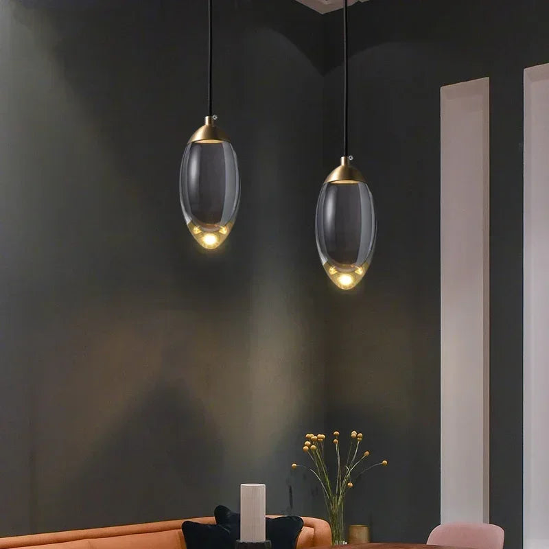 Modern Crystal ball LED Pendant lights Nordic Copper lighting bedroom bedside single head  bar corridor small Hanging lamp