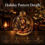 1pc 8CM Size Acrylic Material Christmas Ball Ornament Transparent Design with Light Santa Claus Pendant Hanging Christmas Decor