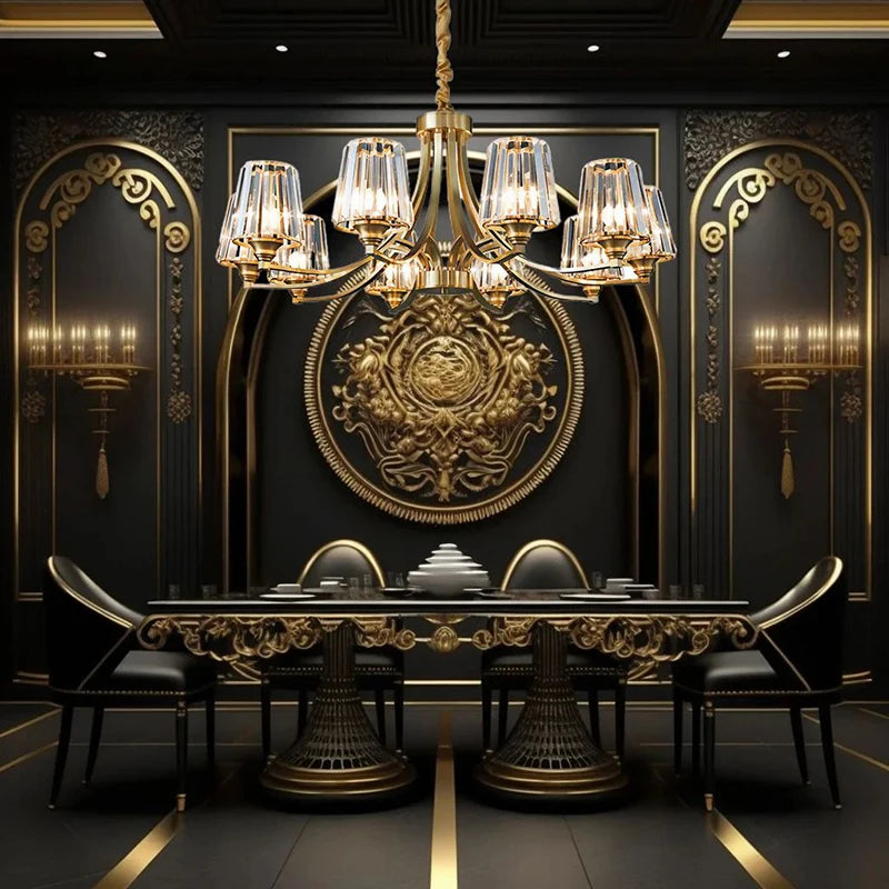 Modern Nordic Retro Luxurious Gold LED Pendant Chandelier Living Room Bedroom Home Decor Hanging Lights Lighting Fixtures Luster's