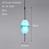 2026 Modern Simple Lake Blue Gradient Glass Pendant Lamp Designer Model Room Bedroom Restaurant Bar LED Chandelier Home Decor Li