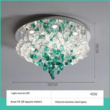 Modern Green Crystal LED Ceiling Light - Luxury Flush Mount Chandelier Lighting Fixture for Living Room, Bedroom & Hotel Decor
