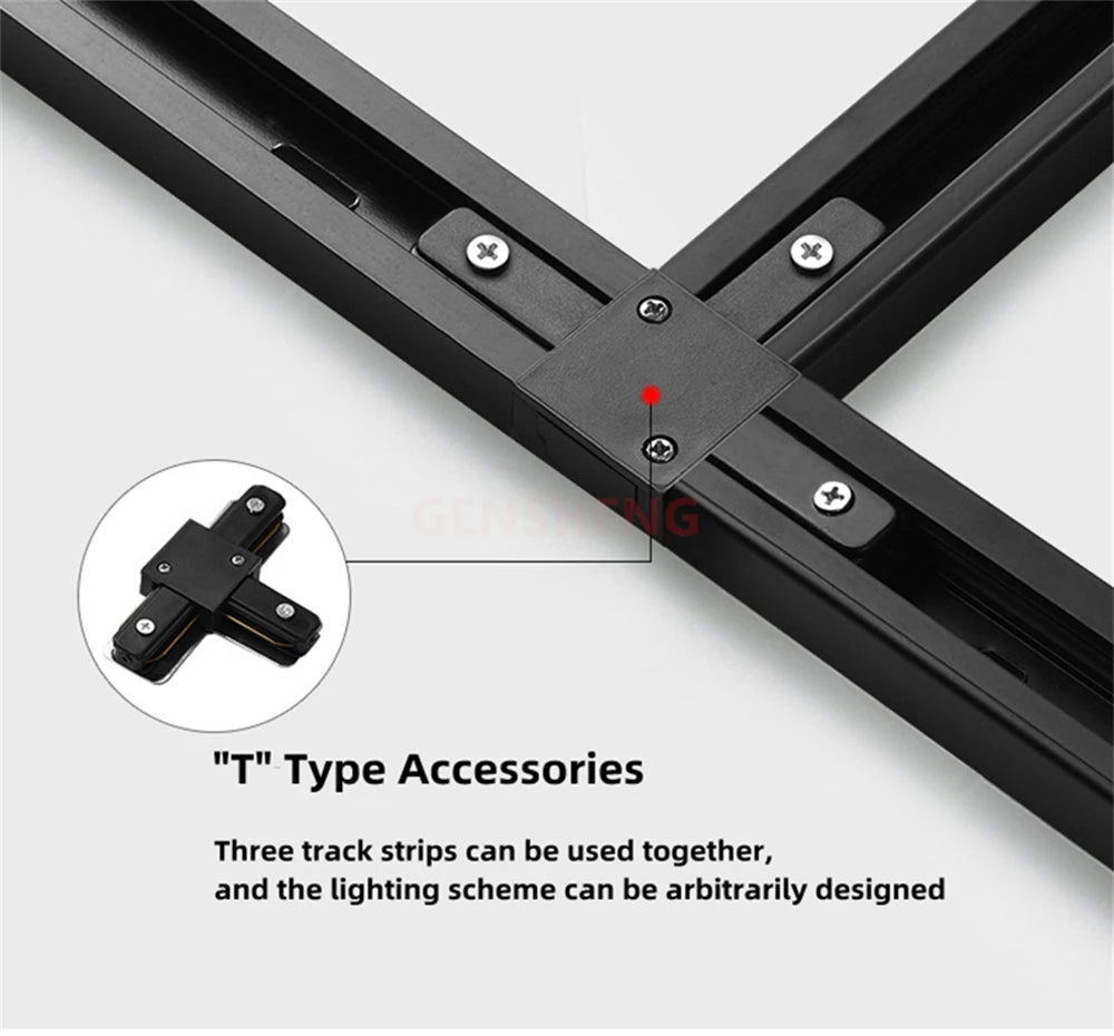 LED Track Light Rail 0.5M 1M Black White Aluminum 2 Wire System Track Light Series Universal Track for Ceiling Spot Lamps