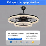 Modern Black Ceiling Fan with LED Light - Round Electric Ceiling Fan Lamp Fixture for Living Room, Bedroom & Dining Room