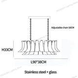 Modern Silver Branch Chandelier, Murano Horseshoe Glass Shade Lustre, Dimmable Pendant Lamp for Dining Room, Decor for Ceilings