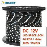 DC12V WS2811 3-Pin Addressable RGB Fairy Lights (IP68 Waterproof) - Black Wire Pixel String for Room & Outdoor Holiday Decor