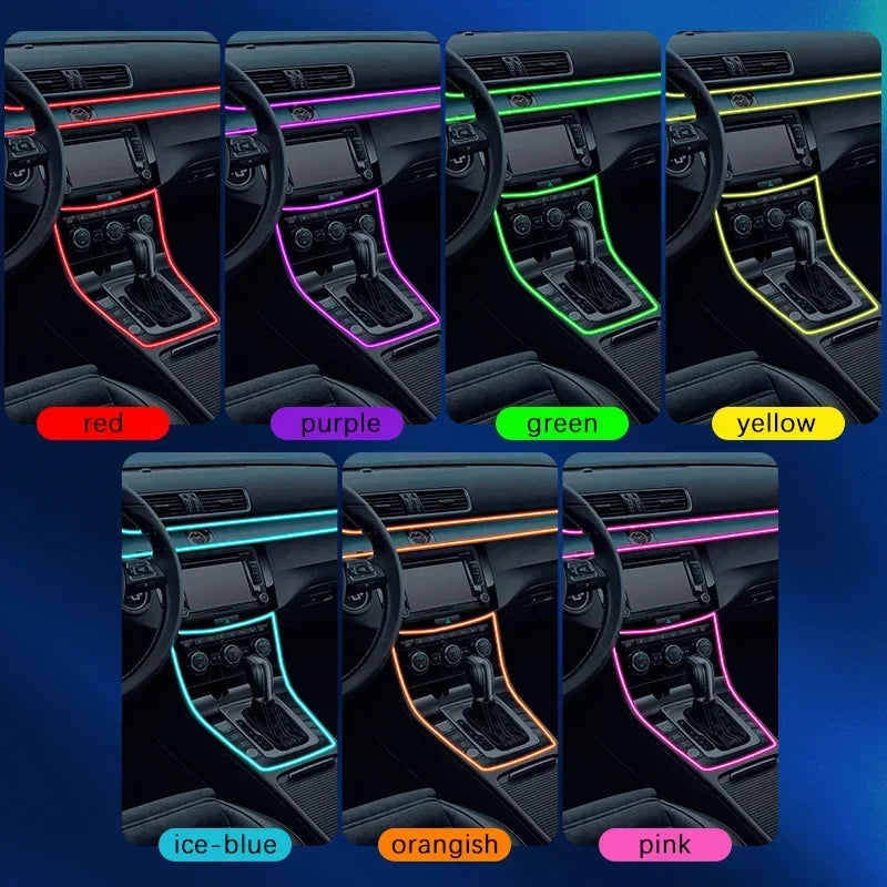 3M USB Blue LED Car Lnterior Atmosphere Light EL Cool Light Line Neon Strip For Automotive DIY Flexible Environmental Lights