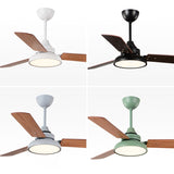 Modern Wooden Ceiling Fan Lights LED Living Dining Room 42 48 Inch Nordic Industrial Wind Remote Dimming Bedroom Fans Lamps