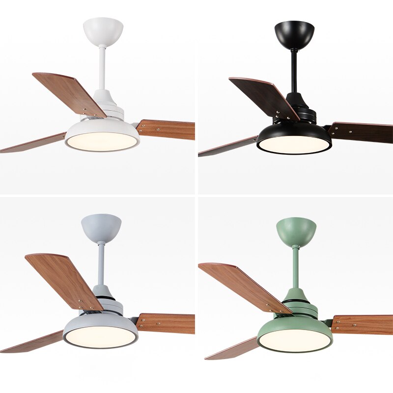 Modern Wooden Ceiling Fan Lights LED Living Dining Room 42 48 Inch Nordic Industrial Wind Remote Dimming Bedroom Fans Lamps