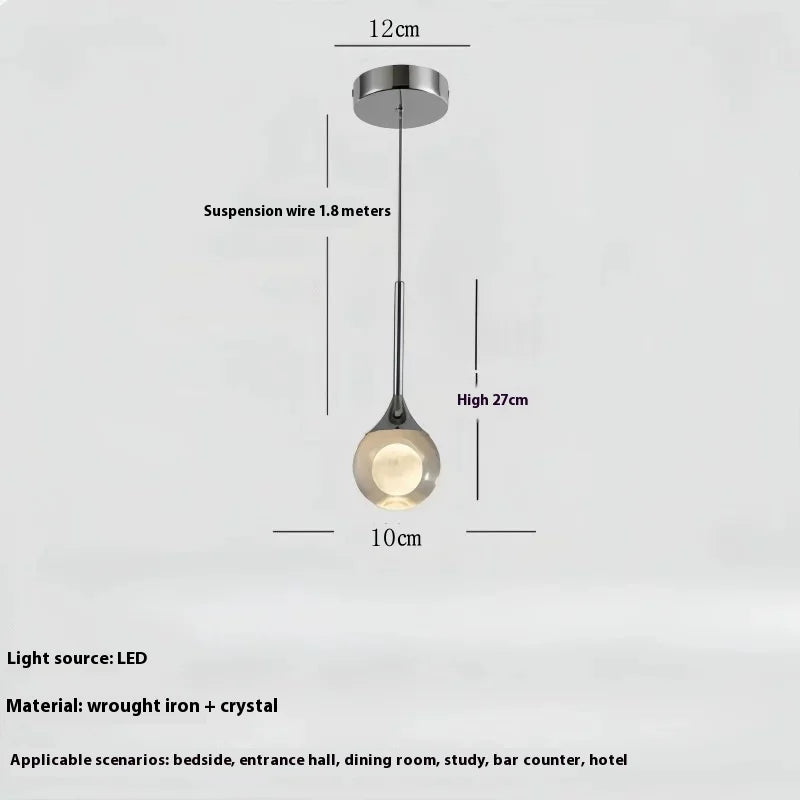 Modern Moon Pendant Light - Luxury LED Bedroom Chandelier with Crystal Accents