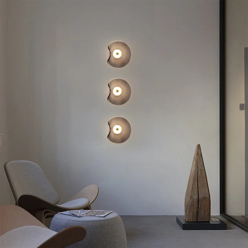 Art Deco Amber Gray Glass LED Wall Light 3000K Sconce For Bedroom Stairs Aisle Foyer