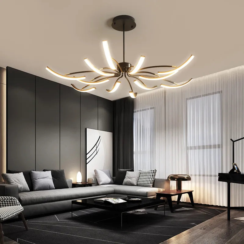 Modern Matte Finished Chandelier for Living Room Decoration Kitchen Bedroom Study Adjustable Light Decorative Led Ceiling Lamps