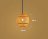 Bamboo Lantern 30cm Pendant Lamp Natural Rattan Wicker E27 LED Chandeliers Hand-Woven Lampshades Lighting Fixture Hanging Light
