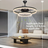 Modern Black Ceiling Fan with LED Light - Round Electric Ceiling Fan Lamp Fixture for Living Room, Bedroom & Dining Room