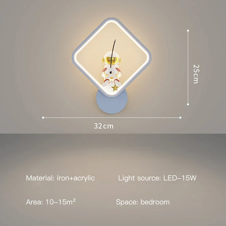 Minimalist Square Led Wall Lamps Astronaut Child Bedroom Bedsides Wall Seconded Light Modern Indoor Decors Night Lighting Fixture