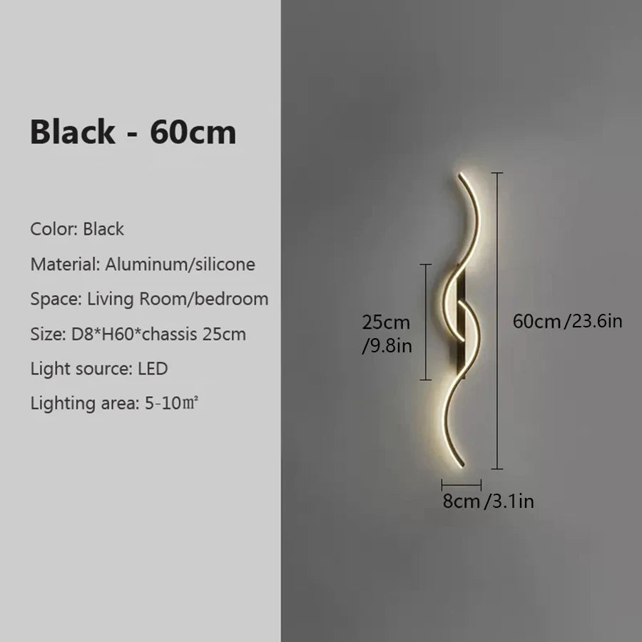 Modern Minimalist LED Long-Strip Wall Light Fixture - Linear Up & Down Wall Sconce Lamp for TV Background, Living Room & Bedroom Bedside