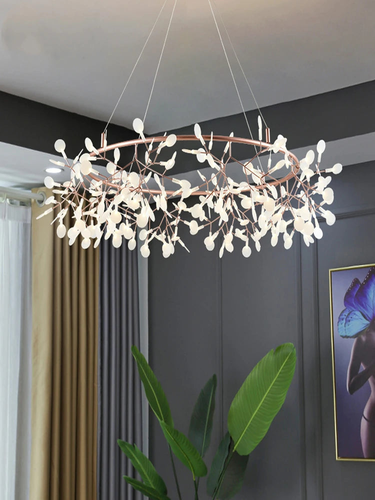 Nordic Chandelier Modern Luxury Living Room Kitchen Firefly Led Ceiling Pendant Lamp Indoor Creative Children's Room Ring Lights