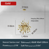 Nordic LED Chandelier Stainless Steel Chrome Leaf Personality Art Decors Living Dining Room Bar Table Hanging Lighting