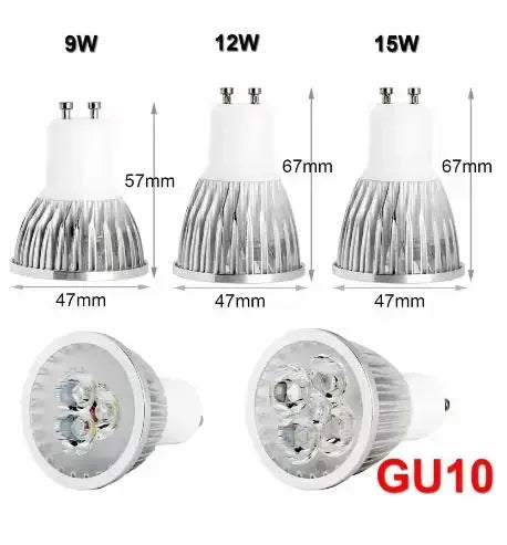 Super Bright GU10 LED Bulb | 9W 12W 15W Dimmable Spotlight | 110V 220V