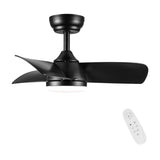 28 In Intergrated LED Ceiling Fan Lighting with Black ABS Blade Black ABS