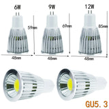 10-Pack Low Voltage Dimmable COB LED Spotlight Bulbs (DC 12V-24V | 6W/9W/12W) - GU10, MR16, E27 High-Power Bulbs in Warm & Cold White