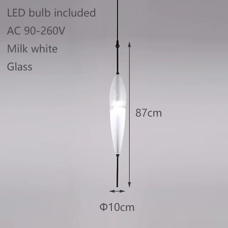 2026 Modern Simple Lake Blue Gradient Glass Pendant Lamp Designer Model Room Bedroom Restaurant Bar LED Chandelier Home Decor Li