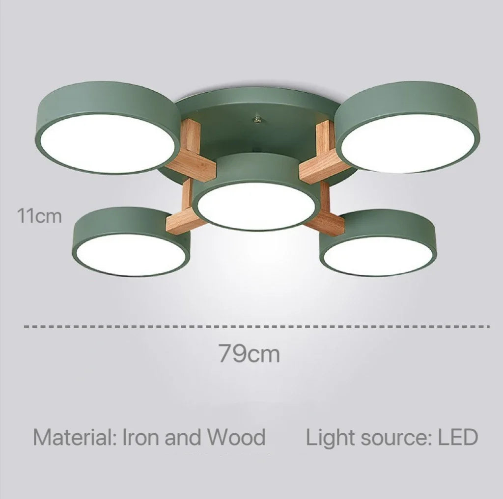 Nordic Modern Macaron Ceiling Lamp Chandelier Bedroom Minimalist Wood Home Decor Living Room Kitchen LED Lighting Fixtures