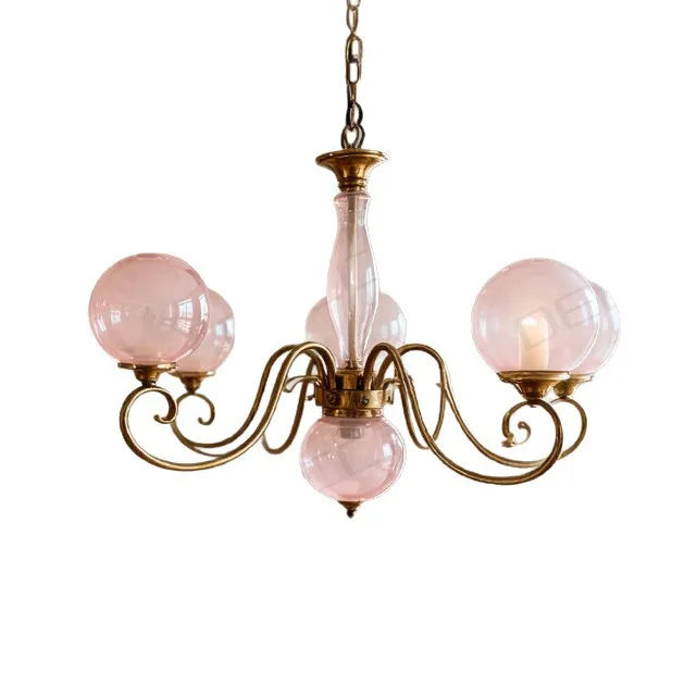 French Retro Living Room Chandelier Rustic American Vintage Dining Room Light Luxury Bedroom Glass Princess Ceiling Lamp