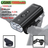 10000mAh Smart Bicycle Front Light (10,000 LM, USB-C) - Waterproof High-Lumen Headlight for MTB & Road Cycling