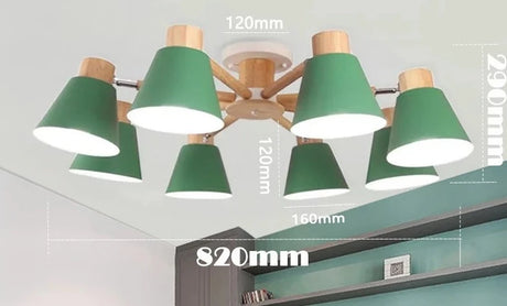 Modern solid wood living room pendant lamp E27 ceiling lamp bedroom ceiling pendant lamp hotel restaurant interior lighting bulb