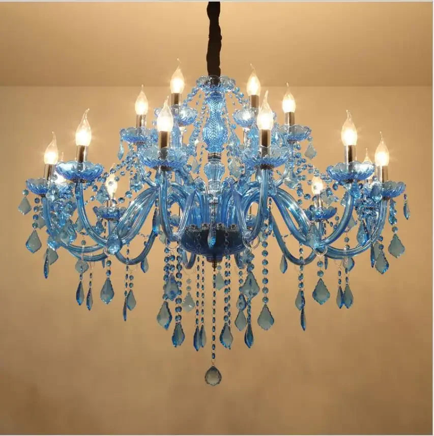 Nordic Luxury Blue Crystal LED Chandelier Restaurant Bedroom Coffee Shop Clothing Store Hotel Club Pendant Lamp Art Decor Light