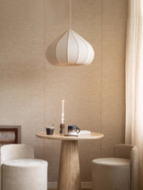 Japanese Wabi-Sabi Linen Pendant Light - Medieval Round Lantern Ceiling Art Lamp Fixture for Restaurant, Bedroom, Homestay & Dining Area