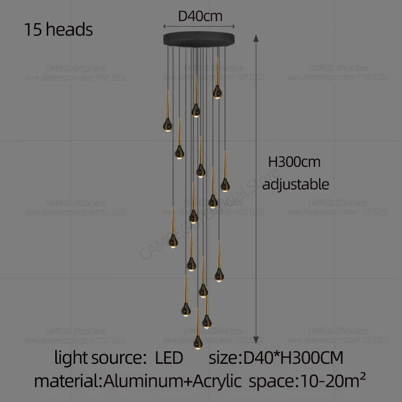 Minimalist Style LED Ppendent Lamp Double Layered Attic Chandelier Villa Staircase Pendant Light Living Room Kitchen Pendant