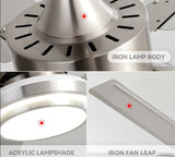 Stainless Steel Ceiling Fan Lightmodern Electric Fan Ceiling LightLED Remote Control Ceiling Fan Light 110v
