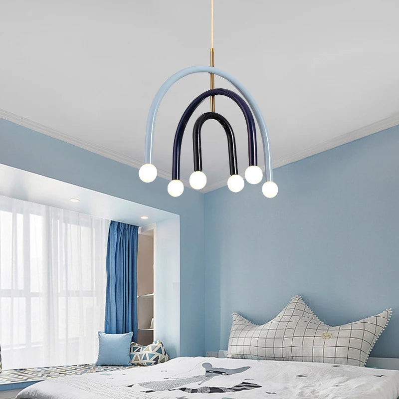 Beautiful Rainbow E14 Bulb Home Pendant Lamp Kitchen Dining Room Lighting Fixtures Colorful Metal Bedroom Luminaire Suspension