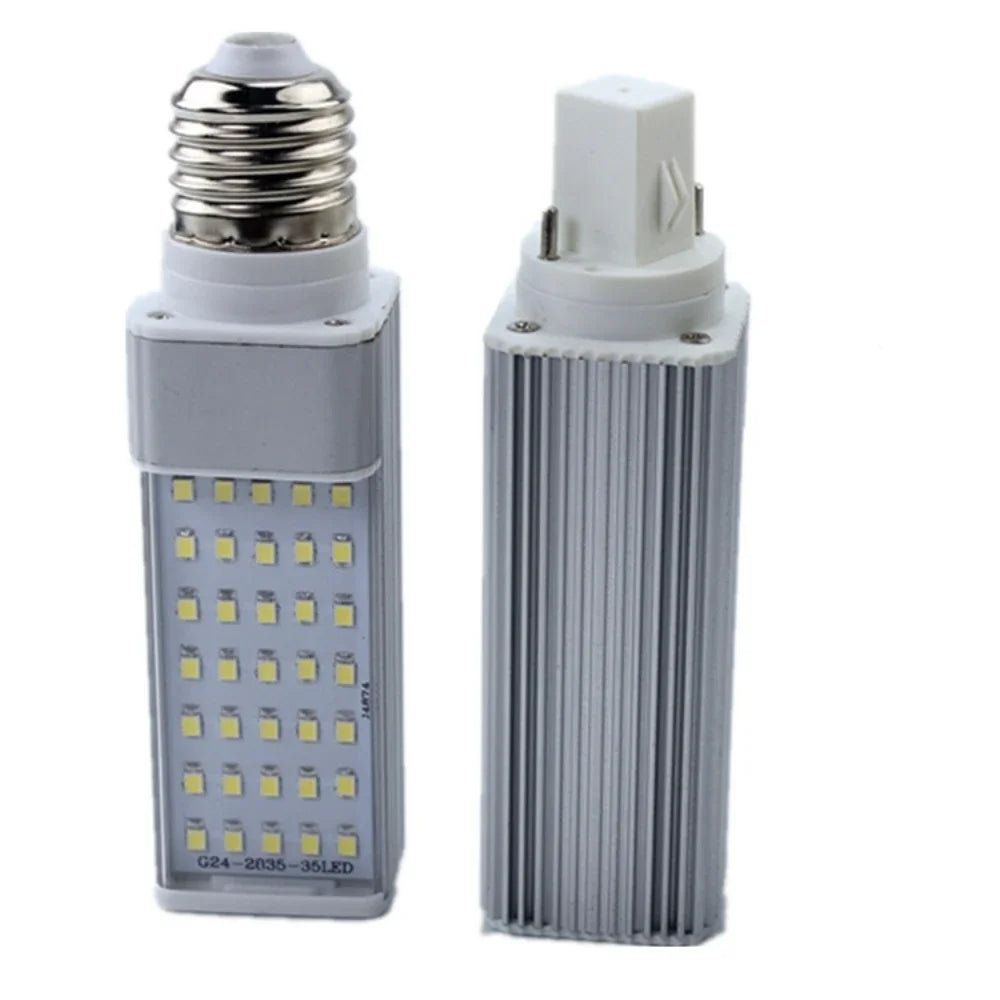 G24 2-Pin & E27 LED Corn Bulb (7W–18W, 85–265V) - Rotatable Horizontal PLC CFL Replacement