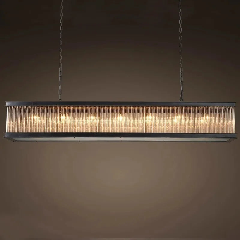 Home-appliance Classic Black Crystal Glass Bar Chandeliers Luxury Rectangle Hanging Lamp for Dining Room Decoration 2025 Lights