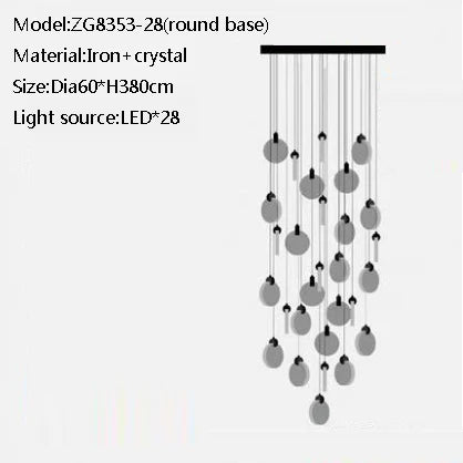 Duplex Staircase Pendant Lamps 2025 New Light Luxury Crystal Revolving Jump Floor Loft Apartment Living Room Long Chandeliers
