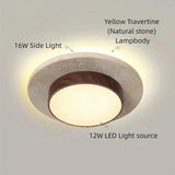 Wabi-Sabi Stone Ceiling Lamp - D22cm Walnut Wood LED Light for Corridors