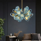 Blue Flower Ceiling Chandelier 2026 Modern Home Decor LED Hanging Lamp Dining Room Lustre Luxury Living Room Art Decor Lamparas