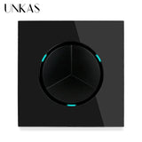 Modern 2-Way Pass Through Light Switch - Gray Glass Panel with LED Indicator