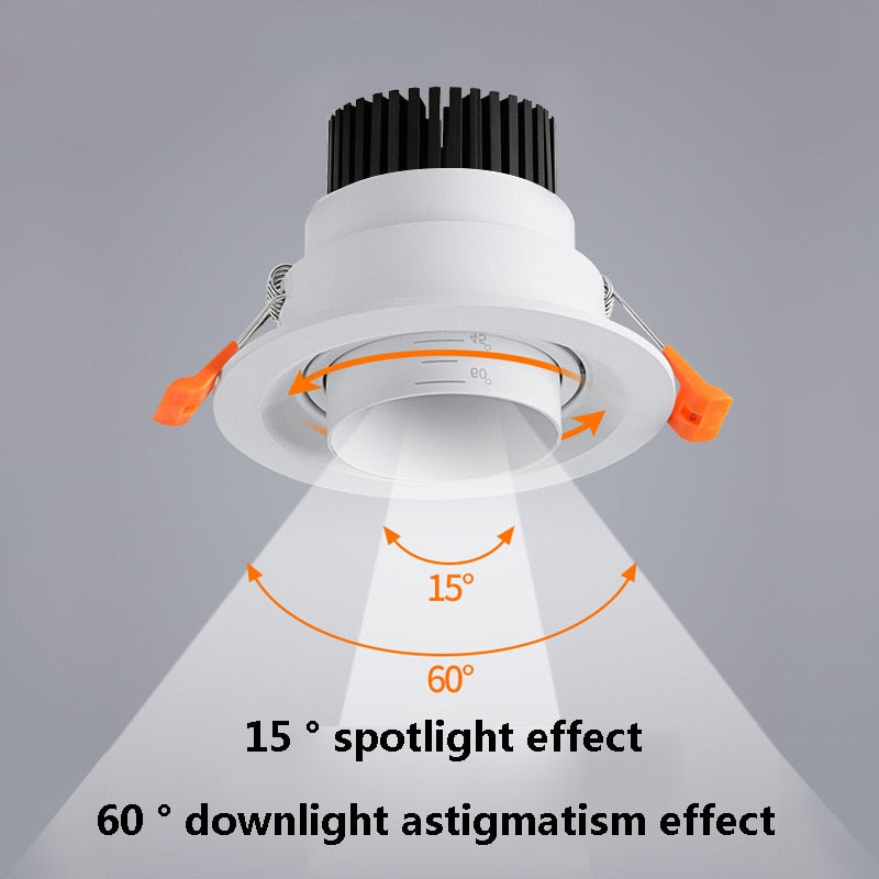 LED Recessed Spotlight Commercial Lighting Downlight Telescopic Focusing Spotlight Home Living Room COB Spotlight