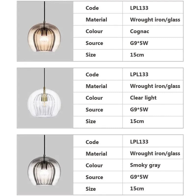 Modern Glass Pendant Light LED Hanging Lamp for Dining Room Living Room Coffee Shape Home Indoor Decors Lighting Fixtures