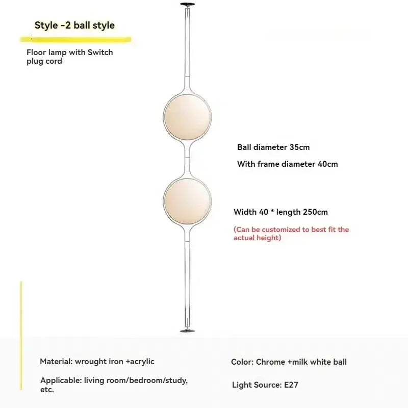 2025 Creative Floor Lamp Chrome Metal White Acrylic Ball Lights LED Modern Art Lighting Living Study Room Home Decor Desk Lamp