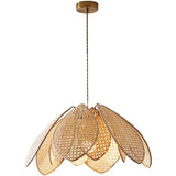 Dining Room Rattan Petal E27 Chandelier Nordic Wabi Sabi Led Pendant Lights Modern Simple Foyer Suspend Lamp Bedroom Lamparas