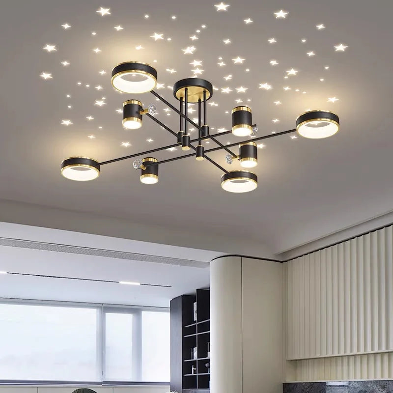 2025 Modern LED Chandelier For Living Room Bedroom Dining Room Kitchen Smart Remote Ceiling Pendant Light Indoor Decorative Lamp