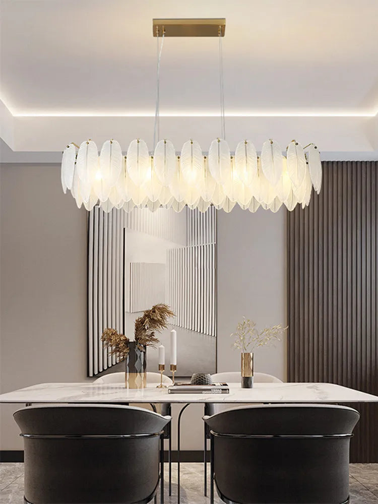 Modern Ceiling Chandelier 2025 New Lighting for Living Dining Room Luxury Art Decor Glass Feather Chandelier Hanging Lamp Lustre